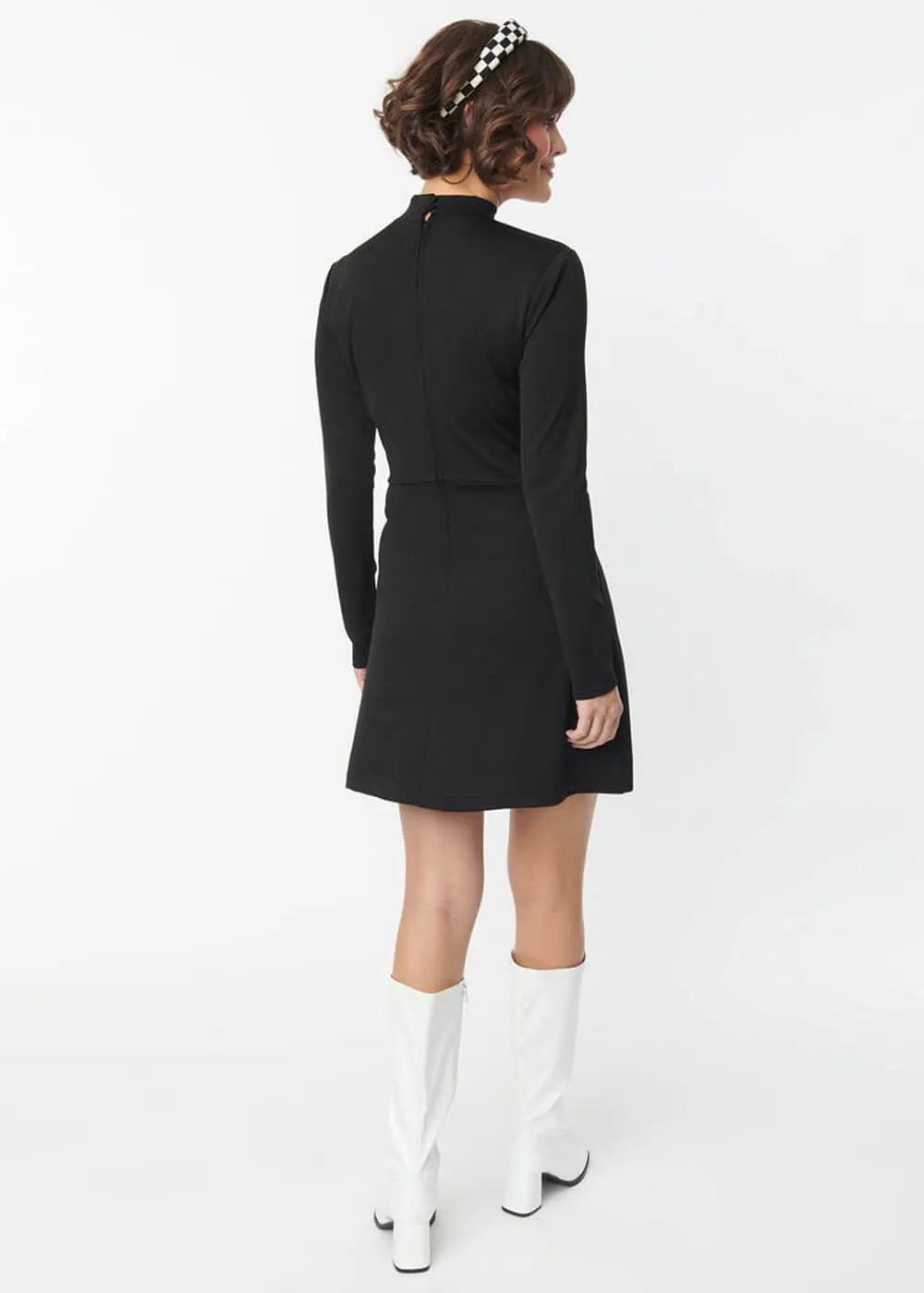 Unique Vintage Smak Parlor Mock Turtleneck 60's Dress Black