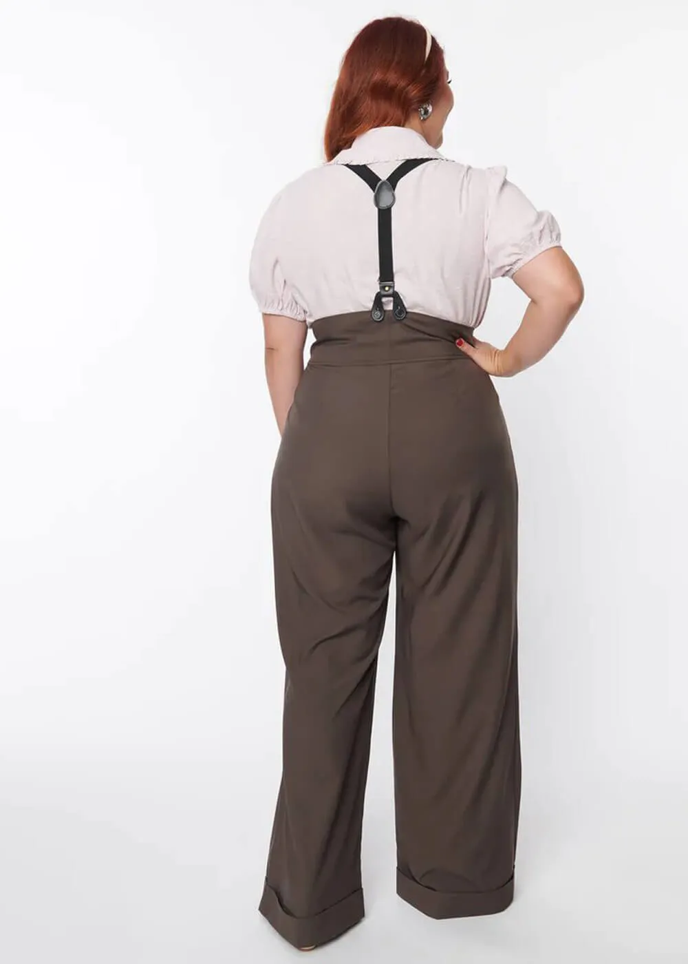 Unique Vintage Thelma 40's Trousers with Braces Gray