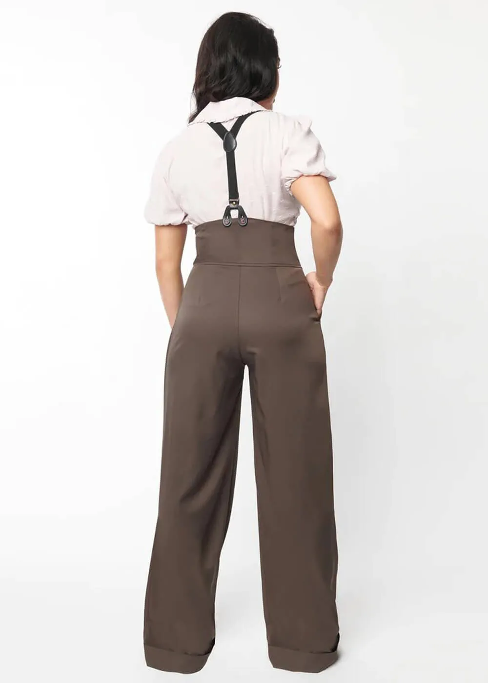 Unique Vintage Thelma 40's Trousers with Braces Gray