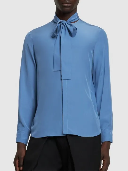 VALENTINO  |Silk Long Sleeves Plain Bridal Luxury Outlet Shirts