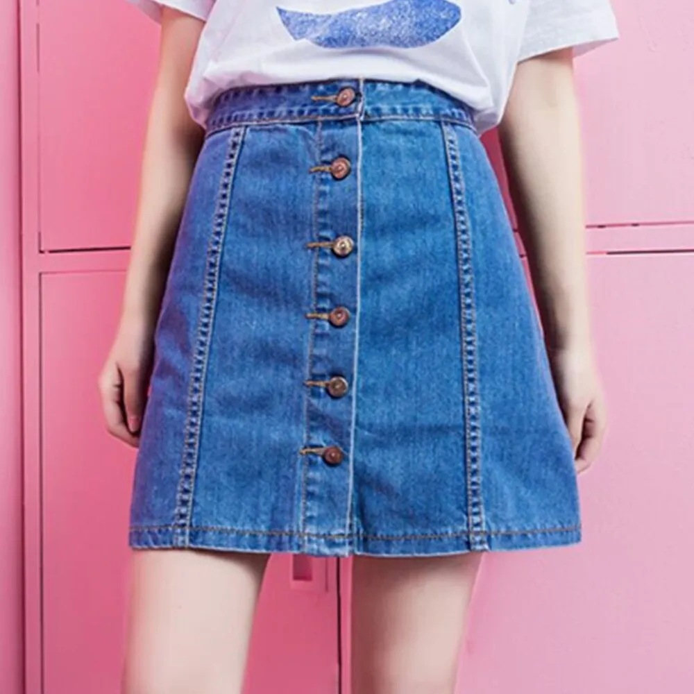 Vintage Denim Mini Skirts Y2K Aesthetic Korean High Waist Wide Leg A-Line Jeans Skirt