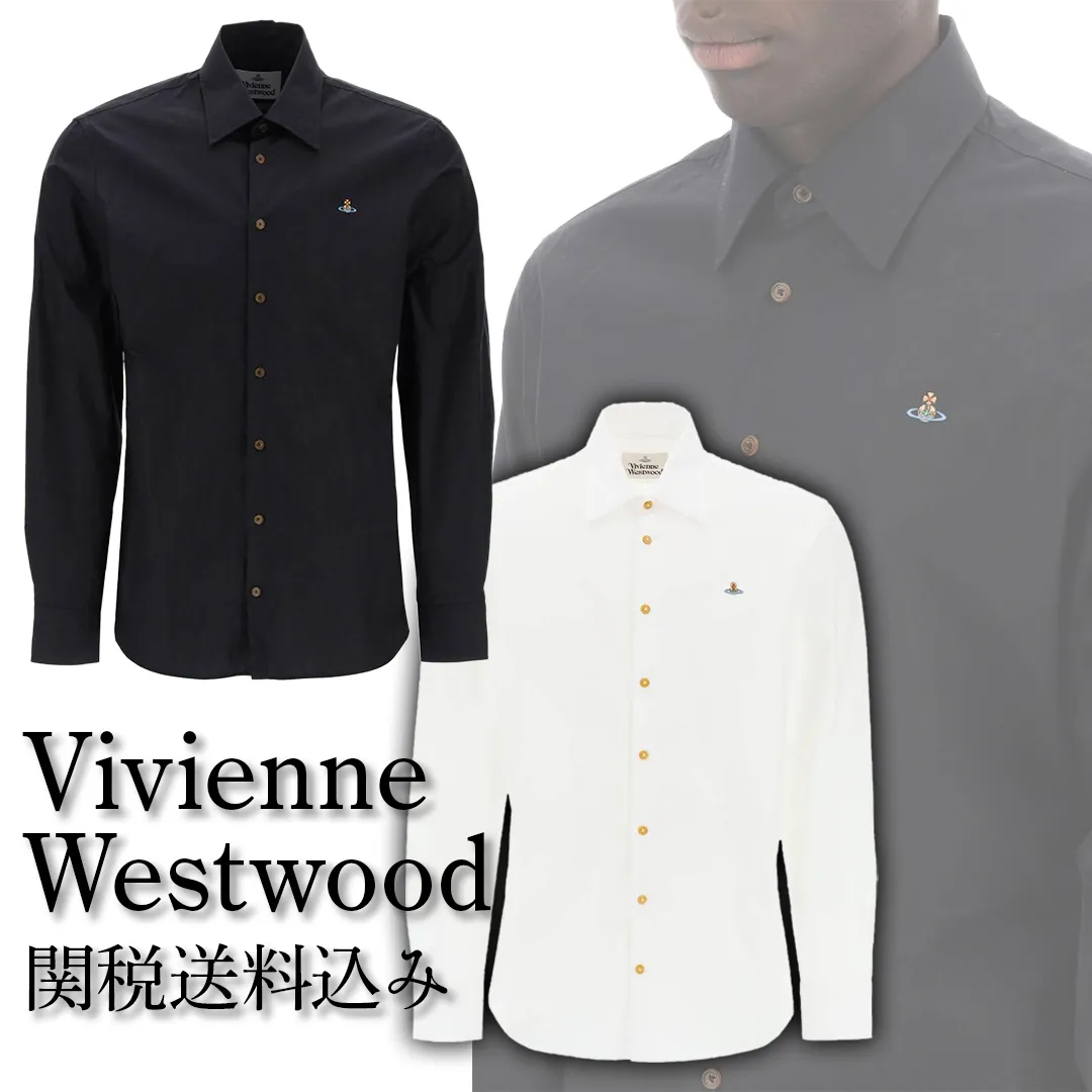 Vivienne Westwood  |Long Sleeves Plain Cotton Logo Shirts