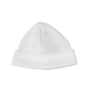 White Bubble Baby Hat - White Picot Trim