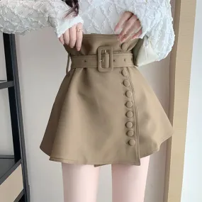 Women High Waist Mini Skirts Spring Korean Style Single-breasted All-match Ladies Elegant Short Skirt