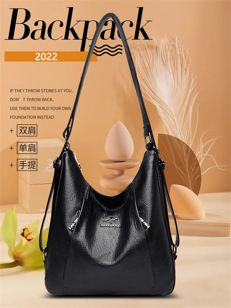 Women's Multifunction Luxury Genuine Leather Designer Shoulder Bag