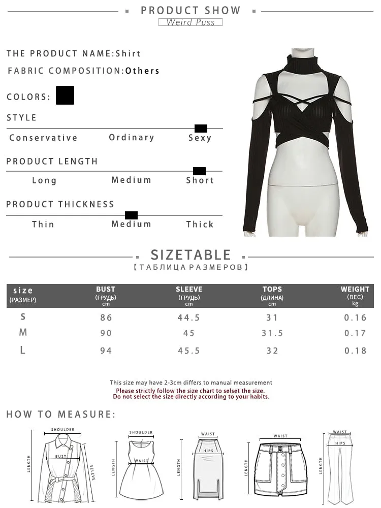 Women's Sexy Turtleneck Hollow Streetwear Long Sleeve Backless Crop Top