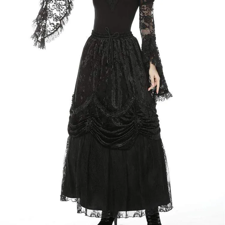 Women's Vintage Gothic Multi-layer Velet Maxi Skirts