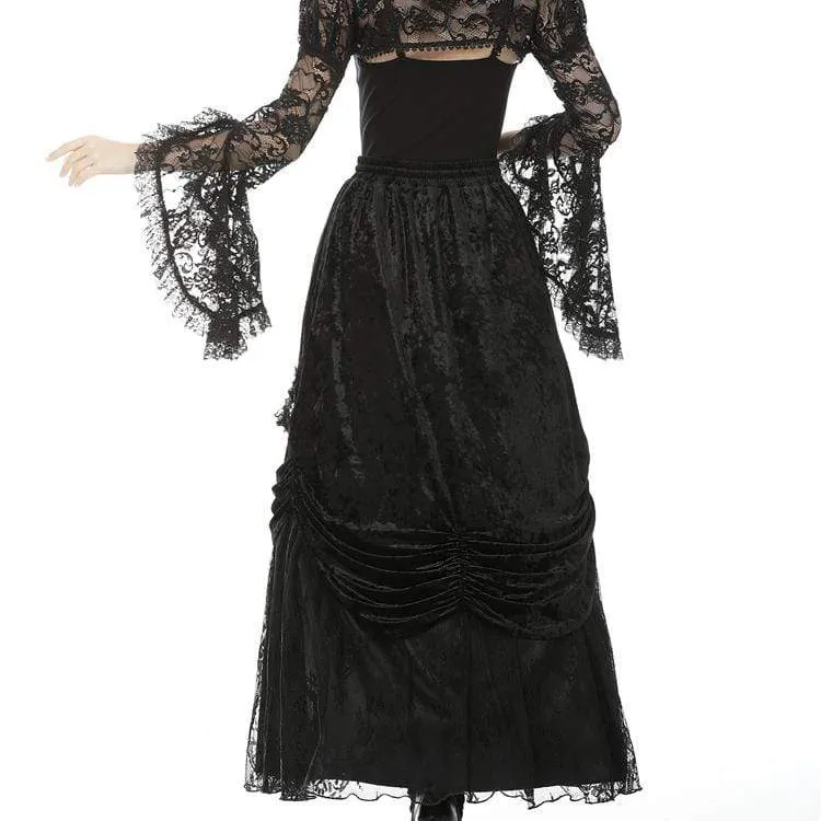 Women's Vintage Gothic Multi-layer Velet Maxi Skirts