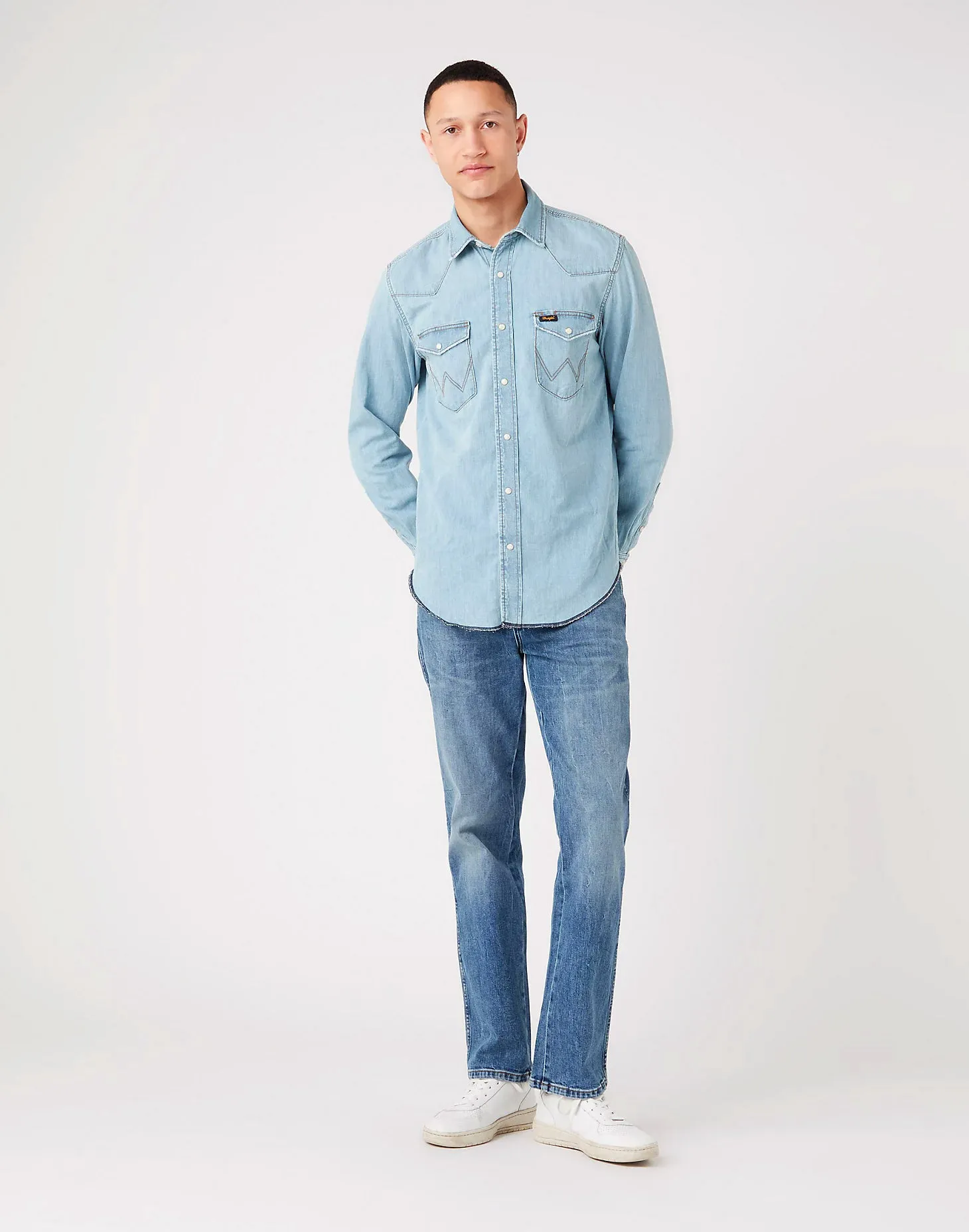 Wrangler Mens Heritage Western Denim Shirt