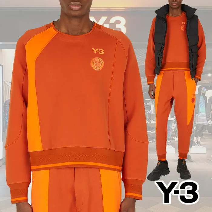 Y-3  |Crew Neck Long Sleeves Logo Designers Sweatshirts