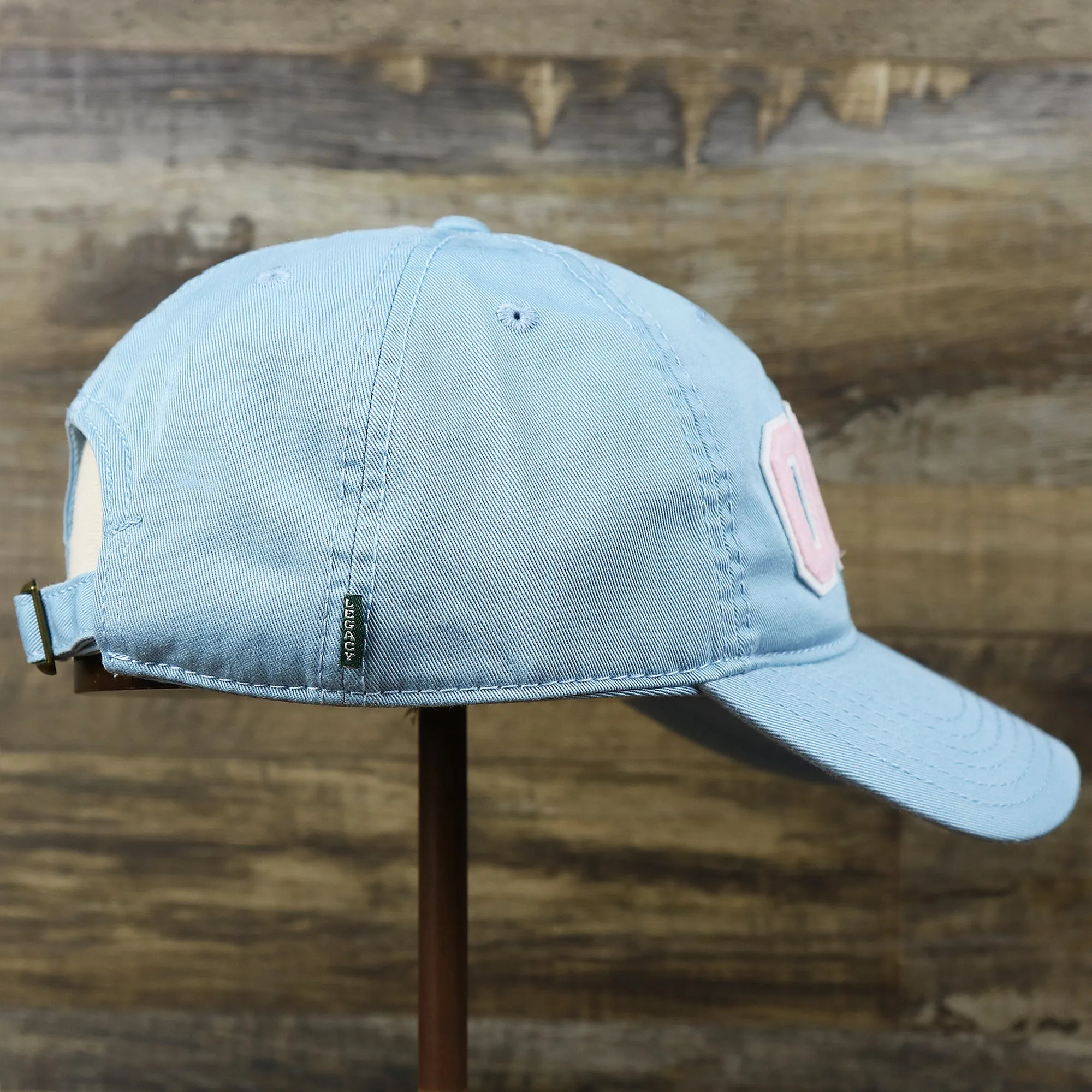 Youth Pink OCNJ Wordmark White Outline Dad Hat | Youth Light Blue Dad Hat