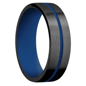 Zirconium with Satin Finish and Royal Blue Inlay and Royal Blue